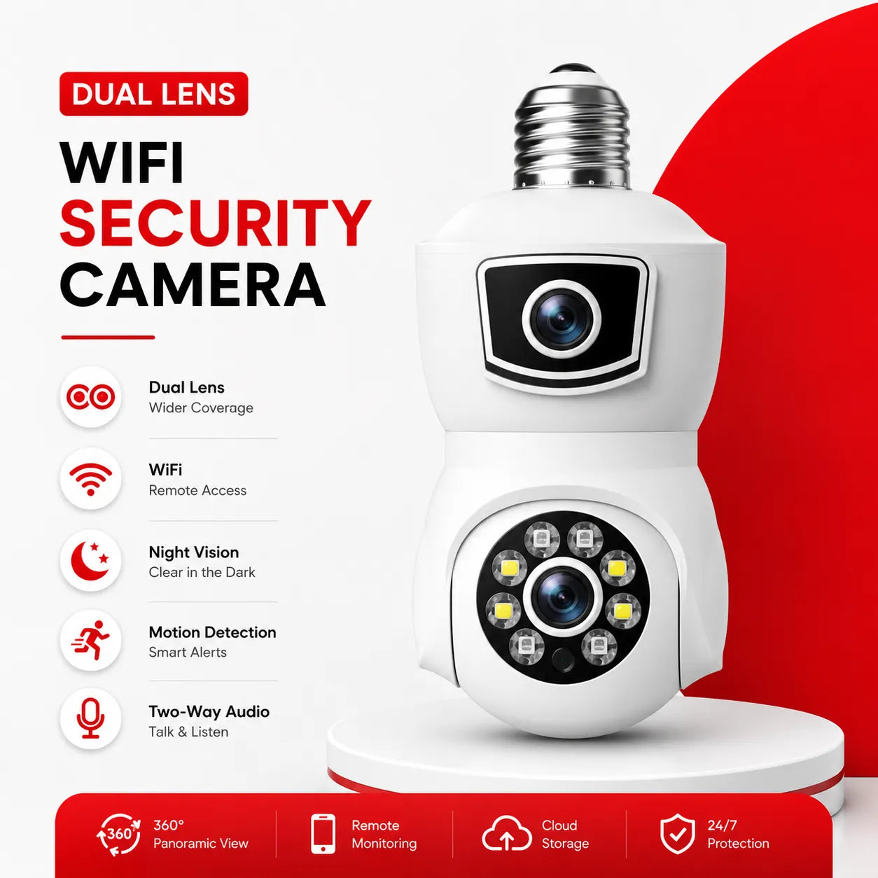 Dual Lens Smart WiFi CCTV Camera: Advanced Wireless Home Security System