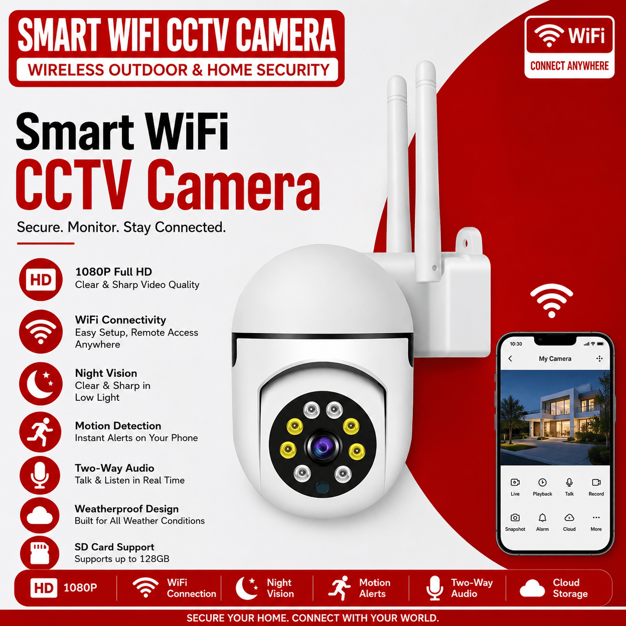 Smart WiFi CCTV Camera: Wireless Outdoor & Home Security Surveillance