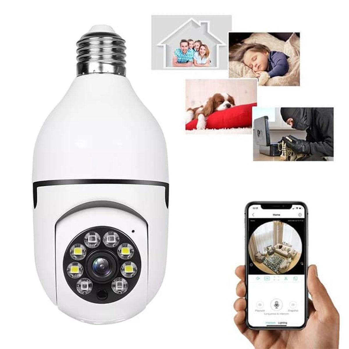 Bulb Socket Smart WiFi CCTV Camera | 1080P Full HD