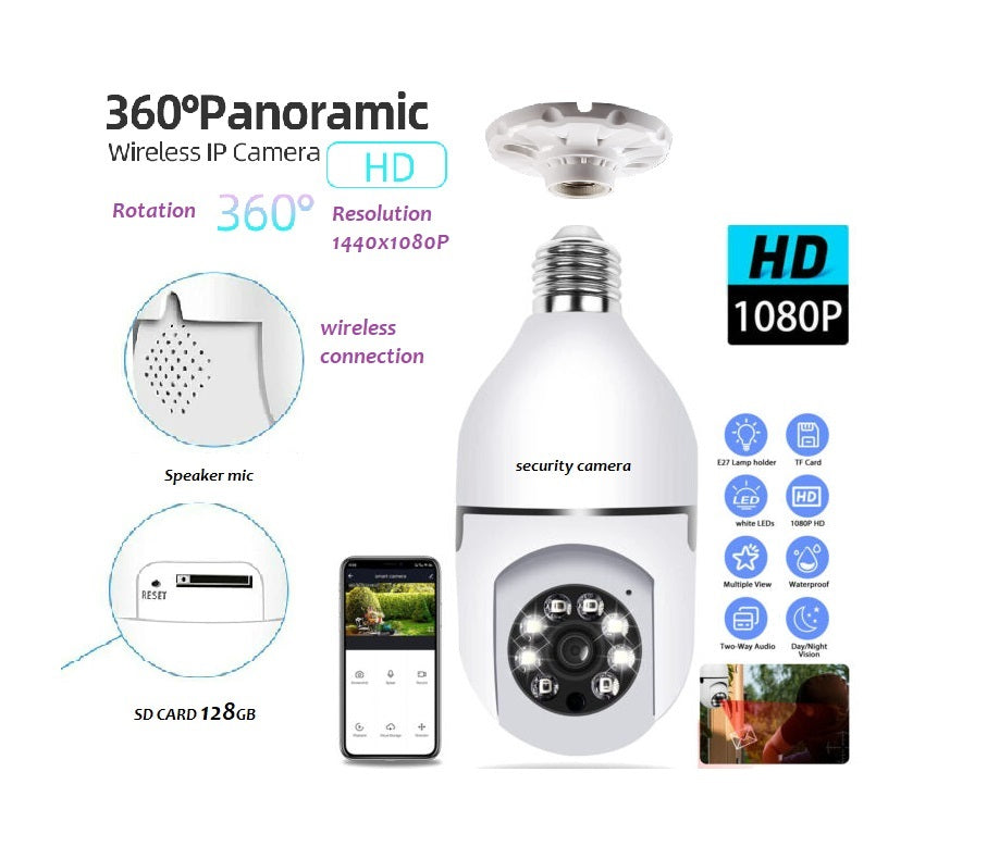 CCTV - 1080P Full HD CCTV Camera -CCTV Camera Wifi - Wifi Smart Camera - Wifi Camera -Home Security Camera - Smart Camera Wifi - CCTV Wifi - Wifi Camera Blub Socket - Security Camera For Home Wifi - Camera CCTV - Security Camera - Security Camera For Home