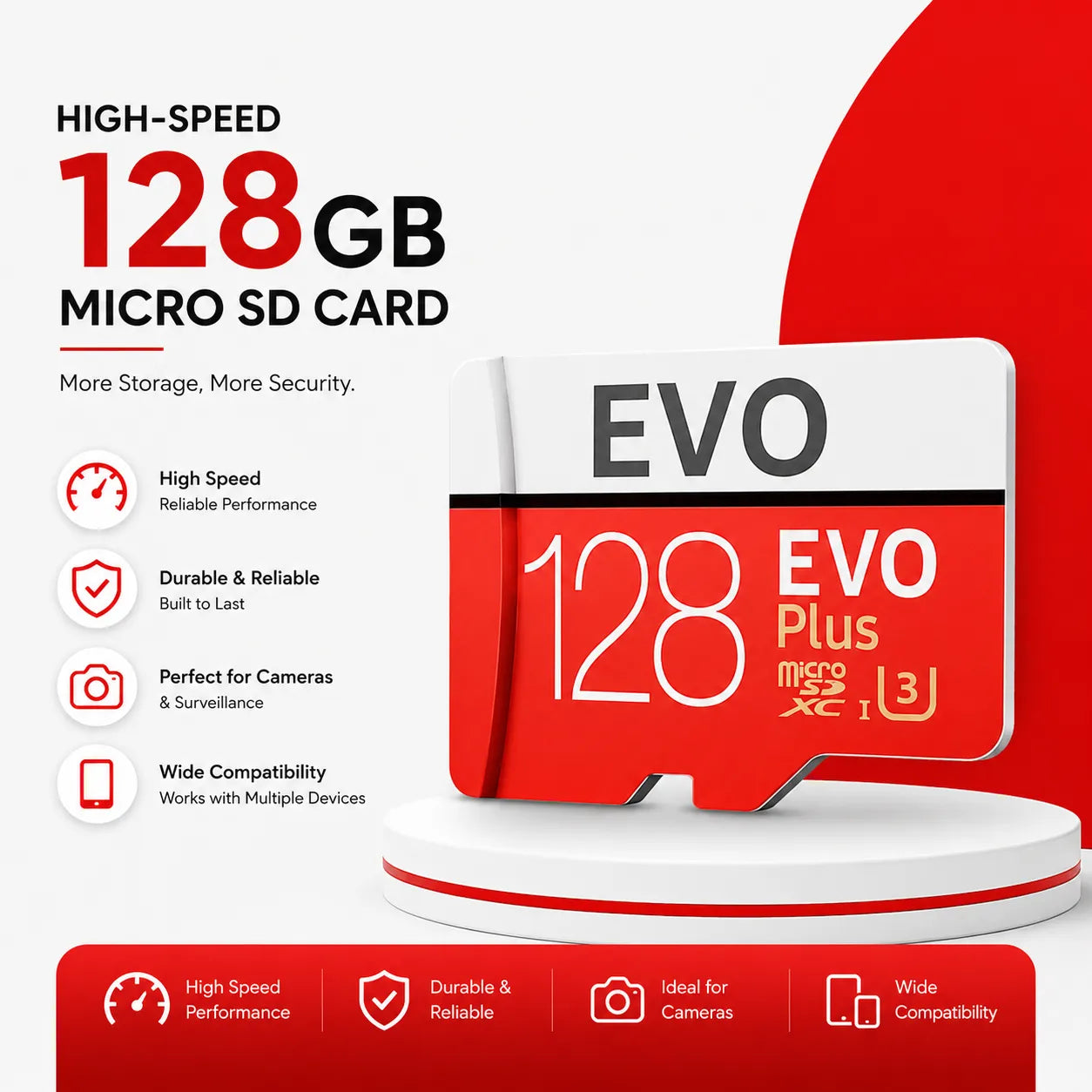 High-Speed 128GB Micro SD (TF) Memory Card for Cameras & Devices