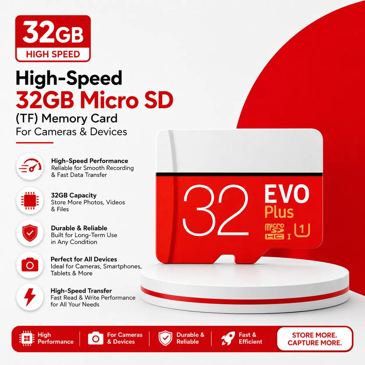 High-Speed 32GB Micro SD (TF) Memory Card for Cameras & Devices