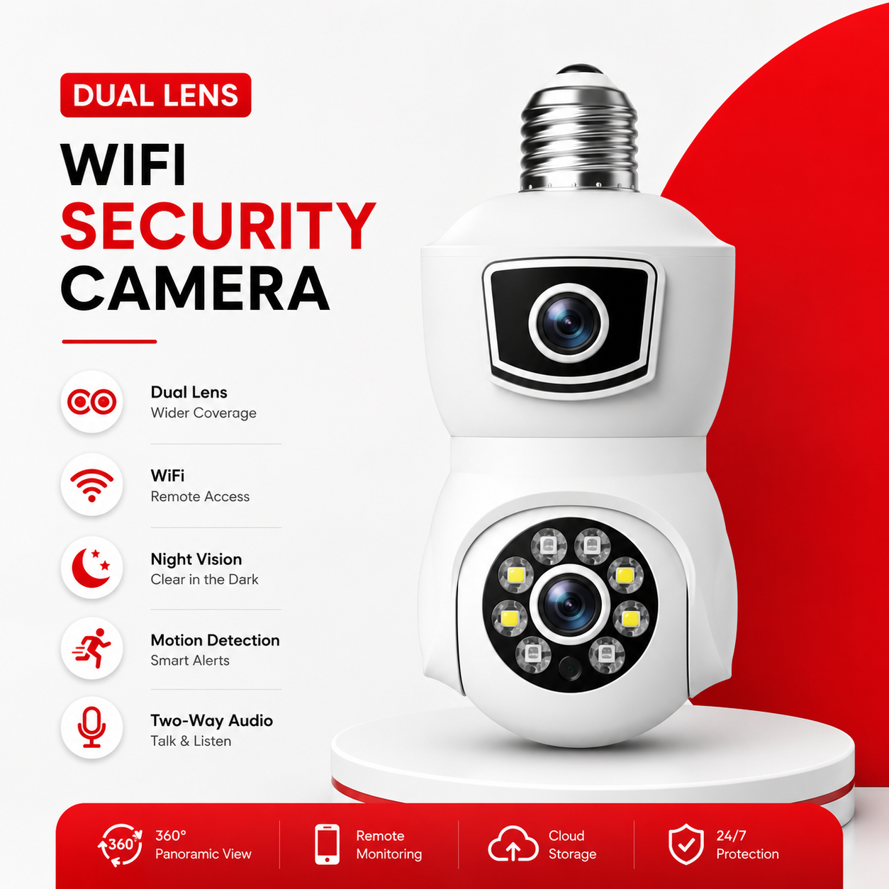Dual Lens Smart WiFi CCTV Camera: Advanced Wireless Home Security System