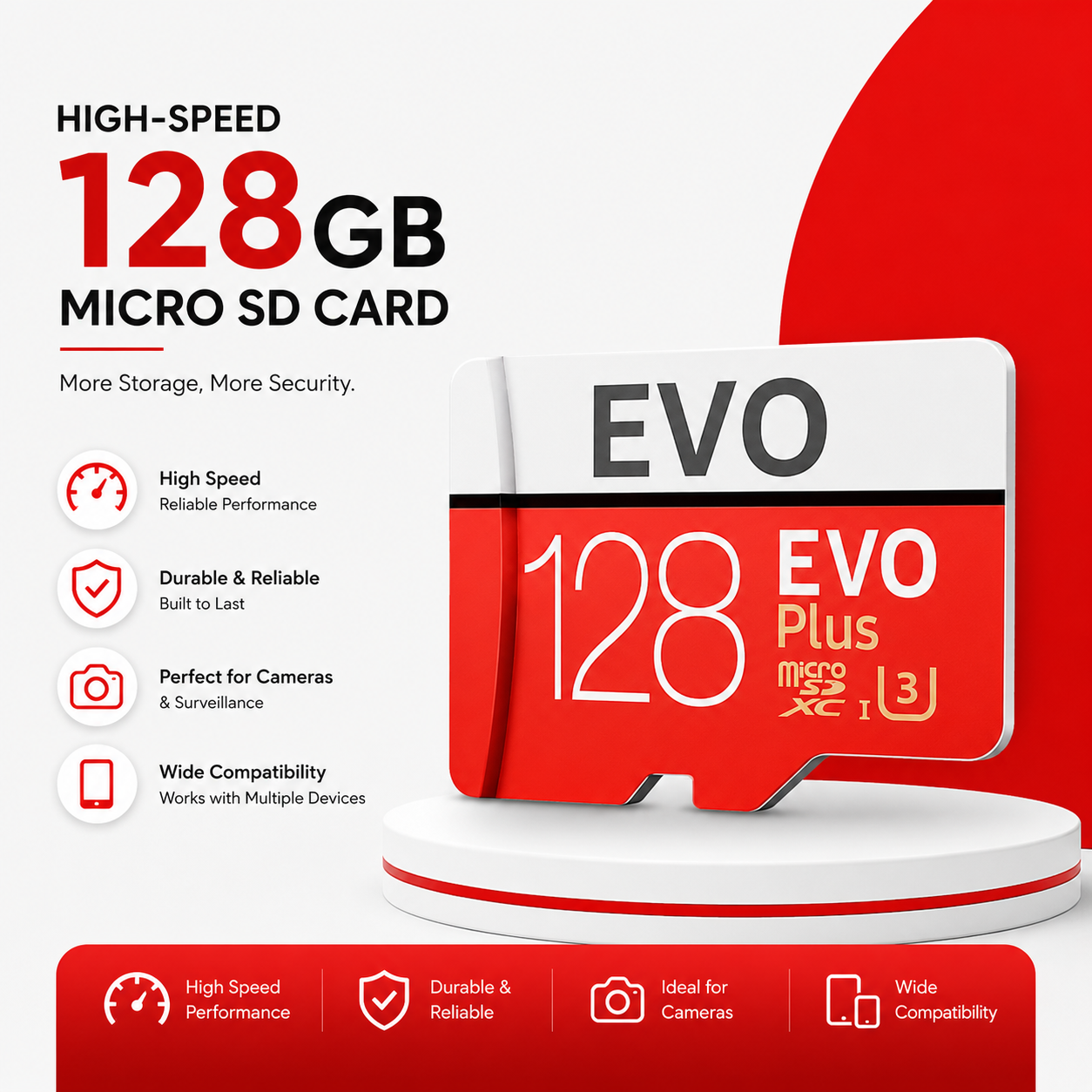 High-Speed 128GB Micro SD (TF) Memory Card for Cameras & Devices