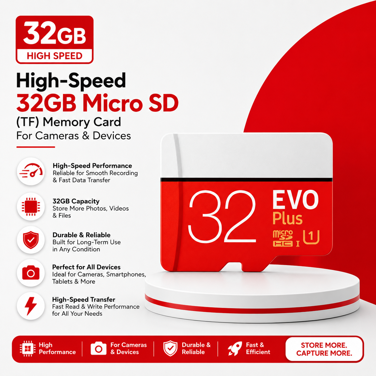 High-Speed 32GB Micro SD (TF) Memory Card for Cameras & Devices