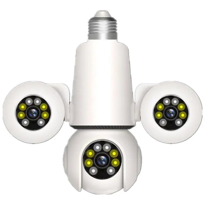 Three Lens Smart WiFi CCTV Camera 360°: Panoramic Indoor Home Security