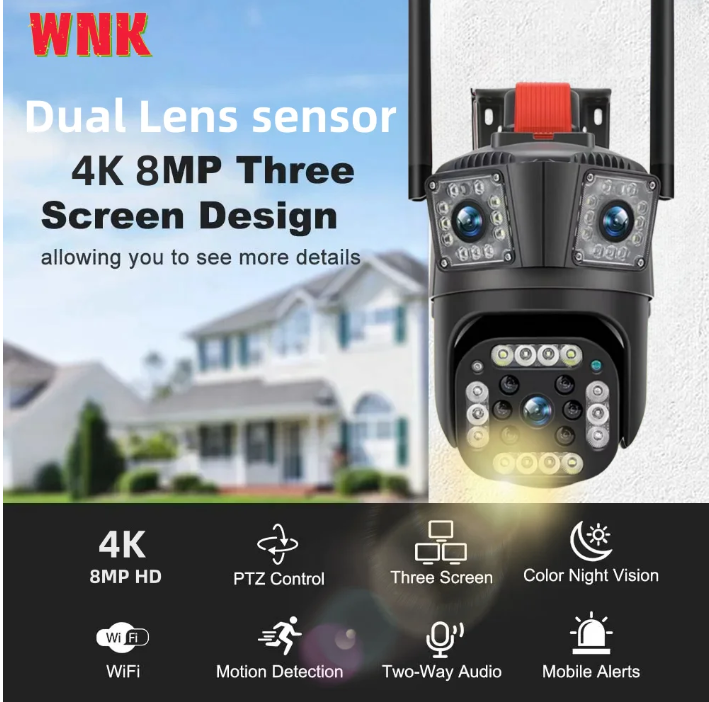 Dual Lens Wide Angle Smart WiFi CCTV Camera: Panoramic Outdoor Security System